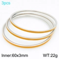 Set of 3 silver stainless steel 60mm stackable bangles with orange enamel finish - Orange / Steel Color