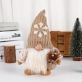 Christmas gnome plush with brown striped hat and snowy pine needle accessory - Brown Snowflake Style