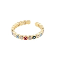 Bague œil protecteur ajustable plaqué or 18K avec émail coloré et zircons - Ouvert Réglable / Or-Multicolore