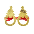 Christmas tree party glasses with golden sequins and Merry Christmas sign on red frame - Style 4 Gold Double Tree Merry Christmas