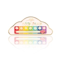 Cloud-shaped mood tracker metal pin with rainbow slider and movable heart - Cloud Mood Brooch / Social Cloud - White