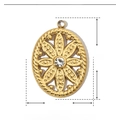 Golden flower pendant in stainless steel with rhinestone including size specifications - YE511-1 (Transparent Rhinestone Flower)