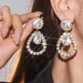 Elegant gold drop earrings with sparkling luxury crystals and teardrop design - Gold Large Waterdrop Gorgeous Style (DTE1516302GL-W)