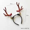 Diadema de cuernos de reno marrón con bayas rojas y campanas doradas para Navidad - Cuernos De Reno Color Café Con Cascabeles