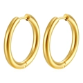 Polished golden stainless steel round hoop earrings for men and women - 3.0x18mm / Gold