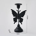 Matte black butterfly metal candle holder with 17.5cm height and conical base - Large Butterfly / Black