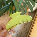 Lime green acetate large hair claw clip in Y2K minimalist jelly style for women - Avocado Green