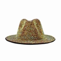 Sparkling gold Fedora hat with rhinestone embellishments for stage and parties - One Size(58cm) / Gold