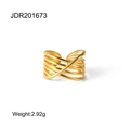 Détail de la bague croisée dorée multicouche avec étiquette de poids 2,92g - Croisement Multicouche / Or (Croix Multicouche)