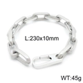 Silver paperclip chain bracelet for men with matte links and lobster clasp - Steel Color Bracelet (KB144721-KFC)