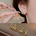 Elegant gold four-claw stud earrings with shimmering cubic zirconia for women - Gold Four-Claw Rhinestone Ear Crawler Style