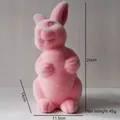 Pink flocked rabbit decorative ornament for Easter, 25cm high with soft velvet texture - Pink (Height 25cm)