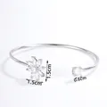Silver daisy flower cuff bracelet with sparkling marquise crystals weighing 6.8g - Adjustable Open / Silver Flower
