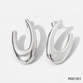 Sleek silver stainless steel hollow C-shaped earrings with a high-polished finish - Smooth Teardrop (PDE1351)