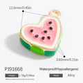 Pendentif cœur pastèque en alliage rose et vert avec dimensions 11,6 mm x 3,83 mm - Cœur Pastèque/Rose Vert