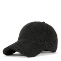 Winter thermal baseball cap for women made of thick black sherpa fleece fabric - Adjustable / Black