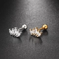 Pair of crown-shaped stainless steel ear piercings with marquise cubic zirconia - Crown Style(S-CC003-10)