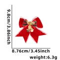 Red Christmas bow with gold bell and green plaid edge, size 3.86x3.45 inches - Style H