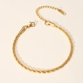 18K gold plated stainless steel rope twist bracelet with lobster clasp and K18 tag - 3mm Rope Chain