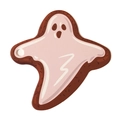Ghost-shaped Halloween cookie gift tag with a cartoon brown border and white center - Ghost Cookie Style