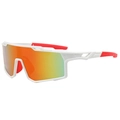 Professional sports cycling sunglasses with white frame and orange REVO gradient lenses - White Frame Red Mirror
