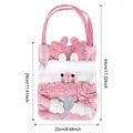 Pink reindeer Christmas gift bag with sequins and faux fur trim for holiday treats - Pink Hooded Apple Bag Elk