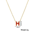 Elegant gold chain necklace featuring a red enamel H-shaped pendant jewelry piece - 8803 Rose Gold Orange
