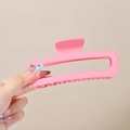 Elegant matte pink rectangular shark hair claw clip for thick hair held in hand - Matte Oval Pink-13cm