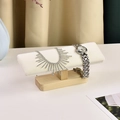 Solid wood jewelry display stand with white velvet rod for watches and bracelets - 1-Tier Solid Wood Bracelet Stand-Beige Velvet