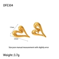 Orecchini a cuore placcati oro 18K con design geometrico cavo e trama a strisce - Stile Cuore Vuoto (DFE304) / Oro