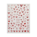 Adesivi per unghie con cuori rossi laser con scritta I Love You e motivi romantici - C6504 / Rosso Laser