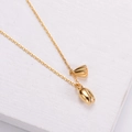 Collana dorata con ciondoli a forma di loto in acciaio al titanio di qualità - Oro (Baccello di Loto)