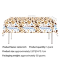 Blue and brown western cowboy theme tablecloth for parties with boots and hat graphics - Full Print Tablecloth 1PCS 137*274CM