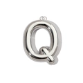 Detailed view of bubble style letter Q pendant with polished silver mirror finish - Letter Q / Mirror Silver
