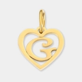Pendentif cœur en acier inoxydable doré avec lettre G découpée pour la création de bijoux - Lettre G