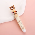 Cute beige 10-color retractable ballpoint pen with a 3D cartoon bear topper design - Bear - Brown