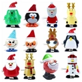 12-piece Christmas wind-up toy set featuring Santa, penguin, and reindeer in plastic - Christmas Wind Up 12pcs Set D