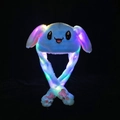 Light blue glowing bunny hat with moving ears and colorful LED lights for kids - Blue Rabbit Plum Claw with LED