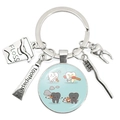 Silver dental keychain featuring miniature toothpaste, floss, and cartoon tooth pendant - Tooth and Cigarette Warning (33)