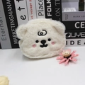 Cute white plush bear coin purse for small item storage with soft texture - White