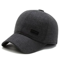 Gorra de béisbol de invierno gris oscuro para hombre en fieltro de lana grueso - Ajustable / Gris claro