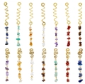 Golden dreadlock jewelry set with various natural stone beads and metal spiral cuffs - 14Pcs Set Style 6