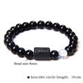 Aquarius zodiac stone bead bracelet with 8mm black beads and opal charm for men - Aquarius