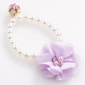 Elastic pearl pet collar with purple chiffon flower and enamel pendant for cats and dogs - One Size / Pearl Purple Flower