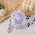 Mini unicorn backpack coin purse with floral pattern in soft purple and blue canvas - Pink Floral Pony