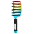 Professional curved detangling brush with rainbow gradient bristles and non-slip handle - With Boar Bristle / Gradient (with Boar Bristle) Black Handle