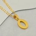 Macro shot of gold stainless steel number 0 pendant on a minimalist chain necklace - Number 0 (Pendant Only (Without Chain))