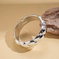 Macro detail of silver irregular twisted geometric bracelet with polished mirror surface - Wavy Twisted Texture Style (5#)