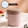 Portable pink breakfast cup with handle and PP inner liner for milk and oatmeal - 380ml Plastic Sakura Pink