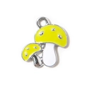 Cartoon yellow and white enamel double mushroom alloy pendant for DIY jewelry making - Yellow Silver Plated